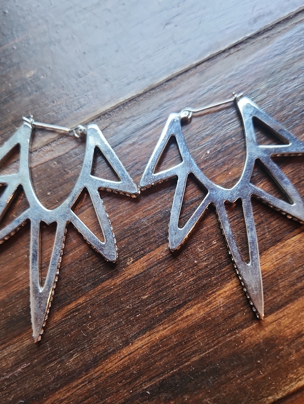 Silver Geometric Spike Hoop Earrings - Women Jewelry